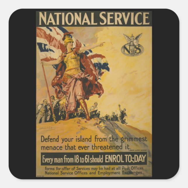 Defend your Island - Vintage England War Square Sticker (Front)