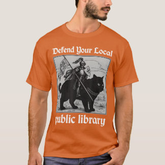 Defend Your Local Public Library Funny Knight Cat T-Shirt