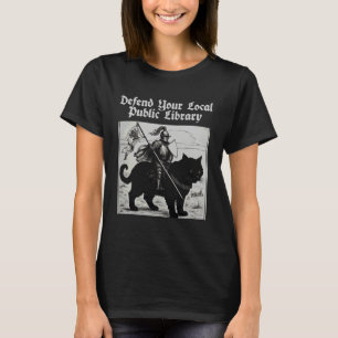 Defend Your Local Public Library Knight Funny Cat T-Shirt