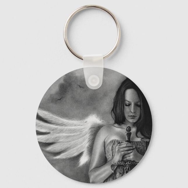 Defender Angel  Girl Sword Key Ring (Front)