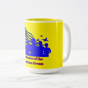 Defenders of the american dream yellow Two-Tone coffee mug