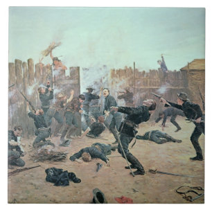 Defending the Fort: Indians attack a U.S. Cavalry Tile