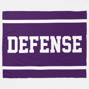 DEFENSE Athletic White Text Stripes On Deep Purple Fleece Blanket