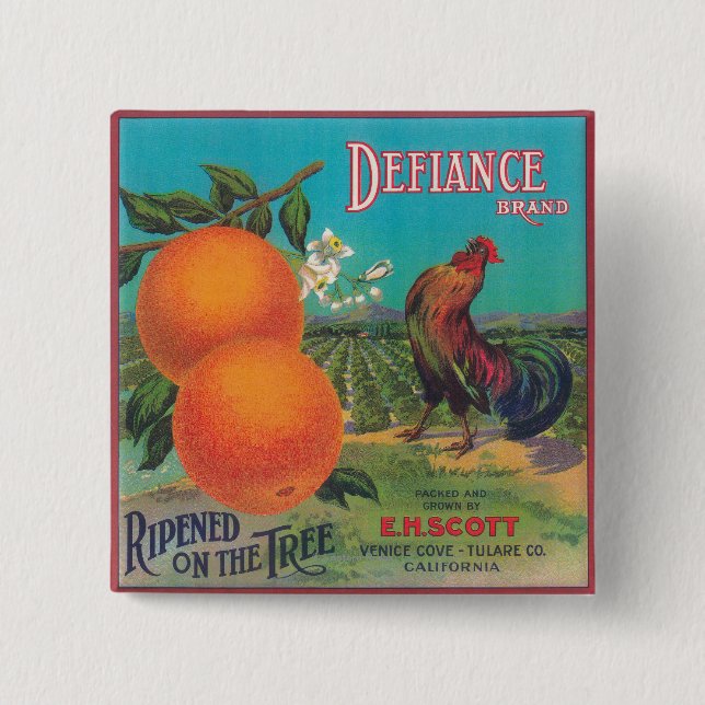 Defiance Orange LabelVenice Cove, CA 15 Cm Square Badge (Front)
