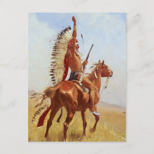 “Defiance” Western Art by Frederic Remington Postcard
