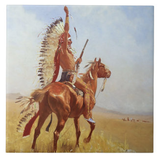 “Defiance” Western Art by Frederic Remington Tile
