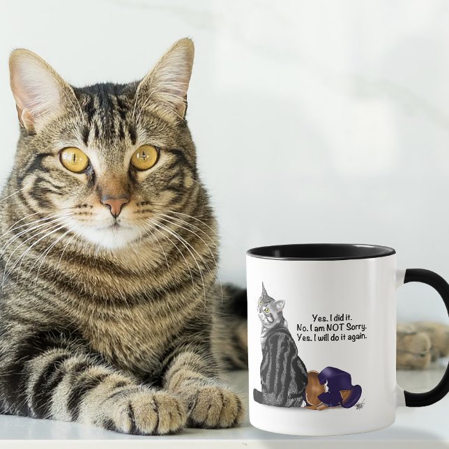 Defiant No Remorse Tabby Cat Funny Mug (Creator Uploaded)