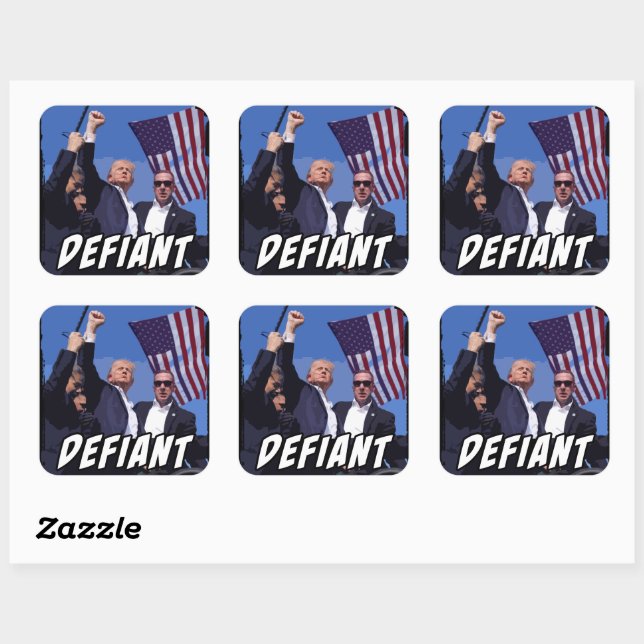 Defiant USA Patriot Donald Trump Rally 2024 Fight! Square Sticker (Sheet)