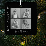 Define Naughty | 4 Photo Collage Christmas Tree Metal Tree Decoration<br><div class="desc">Celebrate the holiday season by decorating your Christmas tree with a one-of-a-kind, double-sided ornament! This special ornament includes a collage of four photos on the front and can be inscribed with your name(s) and the year. Show off your favourite memories to family and friends and make your tree truly unique...</div>