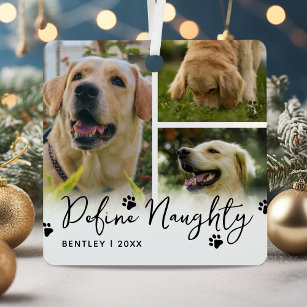 Define Naughty Funny Pet Christmas Metal Tree Decoration