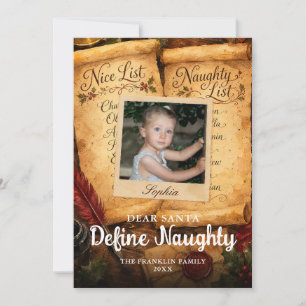 Define Naughty Santa List Photo Fun Holiday Card