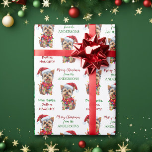 Define Naughty Santa Yorkie Christmas Wrapping Paper
