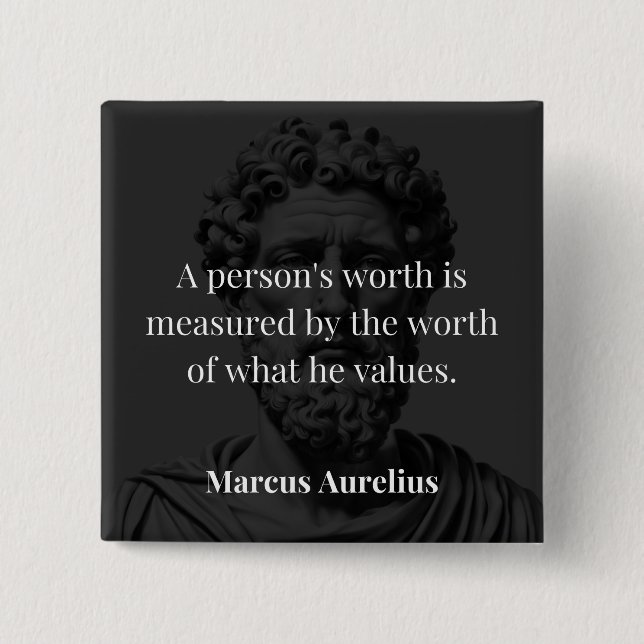 Defining Worth: Marcus Aurelius on Values 15 Cm Square Badge (Front)