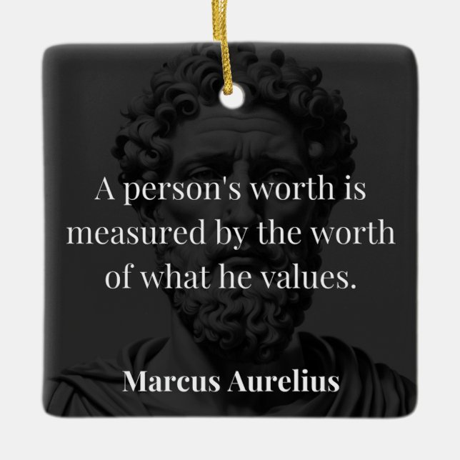 Defining Worth: Marcus Aurelius on Values Ceramic Ornament (Front)