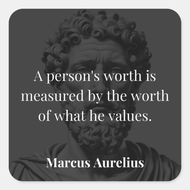 Defining Worth: Marcus Aurelius on Values Square Sticker (Front)