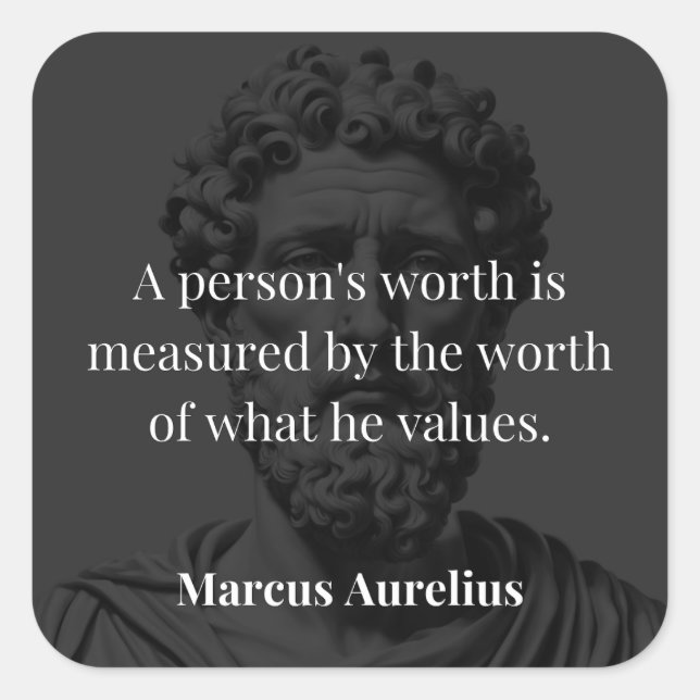 Defining Worth: Marcus Aurelius on Values Square Sticker (Front)