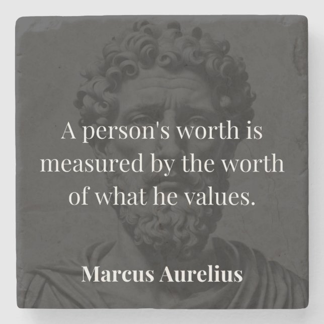 Defining Worth: Marcus Aurelius on Values Stone Coaster (Front)