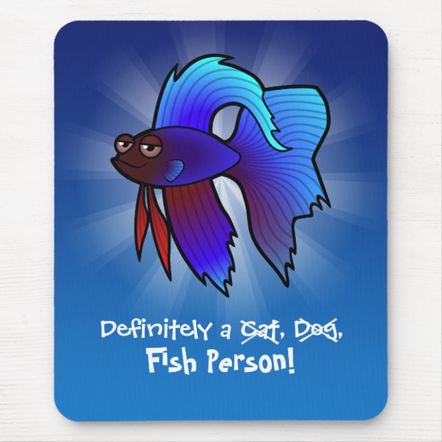 Definitely a Fish Person (betta fish) Mouse Mat (Front)