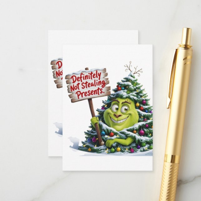 Definitely Not Stealing Presents Enclosure Card (Front/Back In Situ)