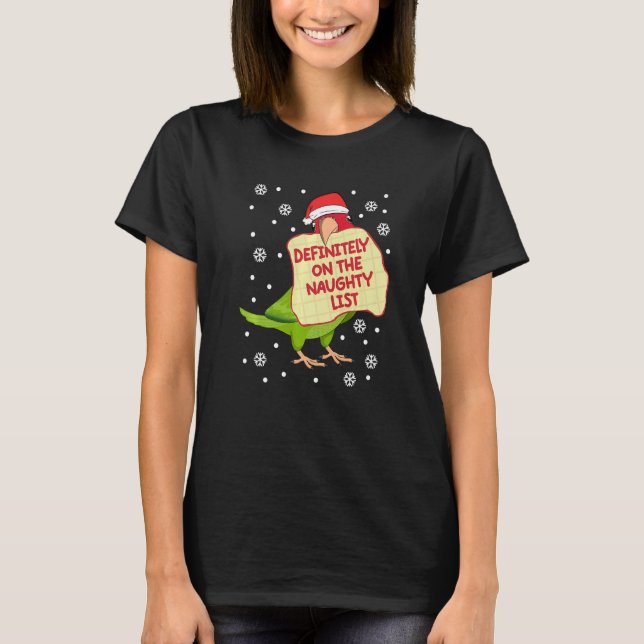 Definitely On Naughty List Parrot I Red masked Con T-Shirt (Front)
