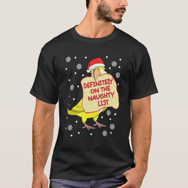 Definitely On Naughty List Parrot I Yellow Monk Pa T-Shirt (Front)