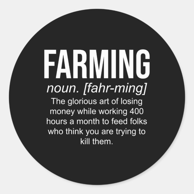Definition Agriculture Fun Farmer Classic Round Sticker (Front)