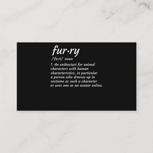 Definition Furry Fandom Furries Design Cosplay Business Card (Front)