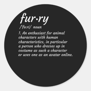 Definition Furry Fandom Furries Design Cosplay Classic Round Sticker