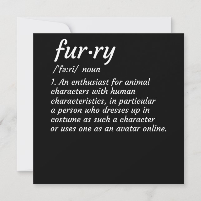 Definition Furry Fandom Furries Design Cosplay Invitation (Front)