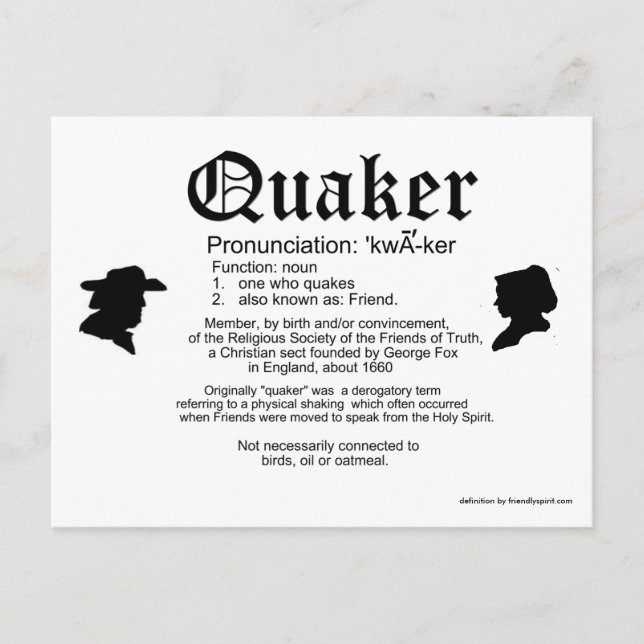 Definition of a Quaker Postcard (Front)