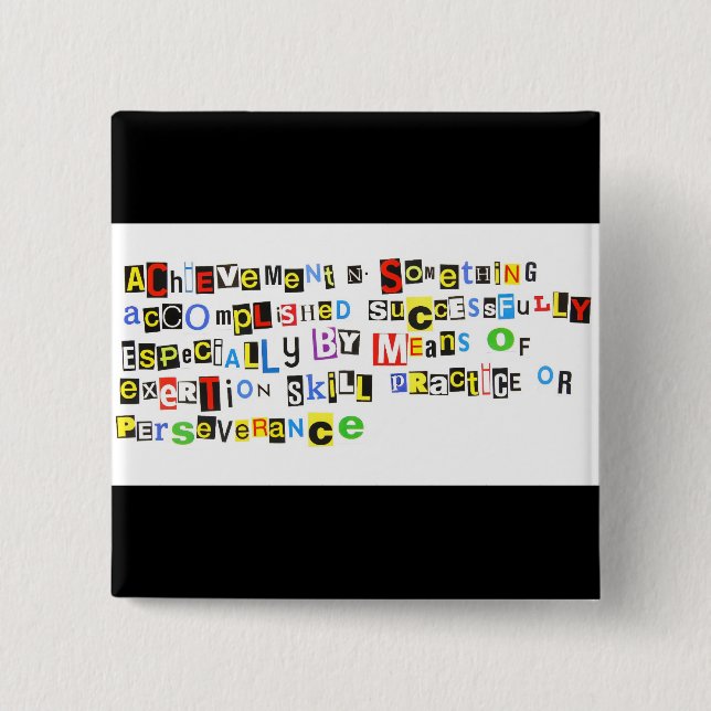 Definition of Achievement 15 Cm Square Badge (Front)