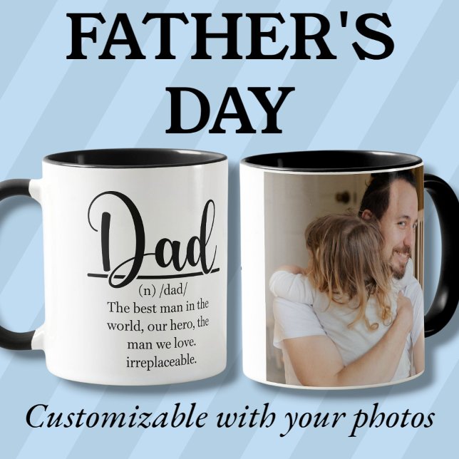 Definition of Dad black custom photo Mug (Definition of Dad black custom photo Mug)