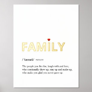 Definition of FAMILY minimal white gold Foil Prints