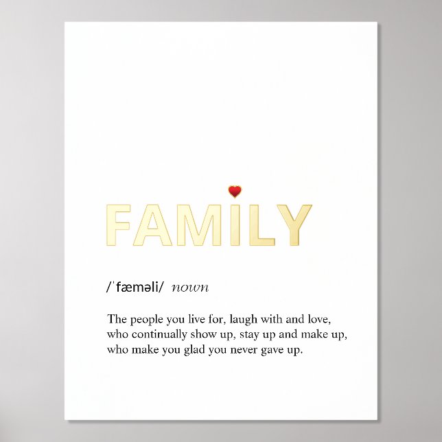 Definition of FAMILY minimal white gold Foil Prints (Front)