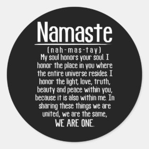 Definition Of Namaste Meditation Yoga Hindu Buddhi Classic Round Sticker