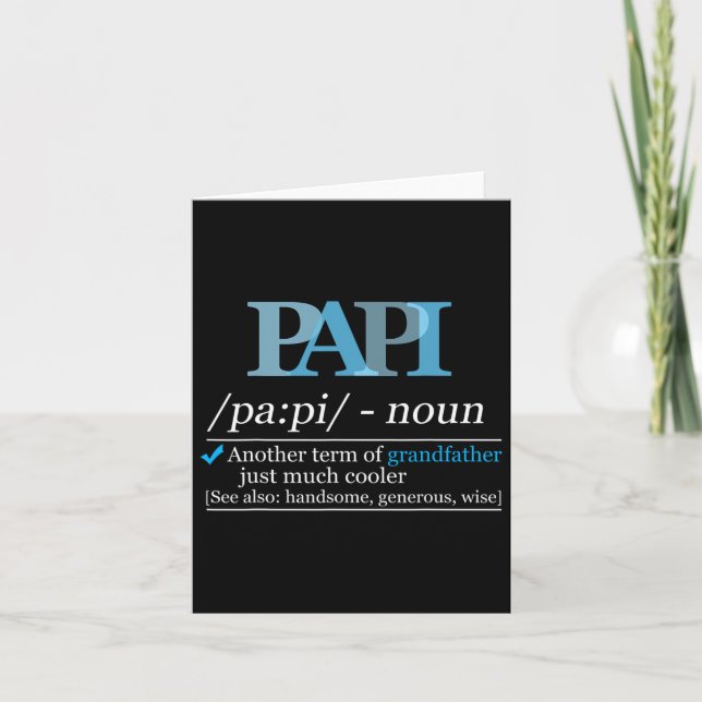 Definition Papi Funny Grandpa Dad Fathers Day Chri Card (Front)
