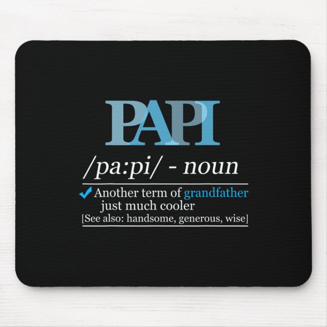Definition Papi Funny Grandpa Dad Fathers Day Chri Mouse Mat (Front)