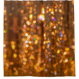 Defocused gold abstract christmas background shower curtain
