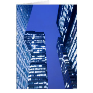 Defocused upward view of office building windows