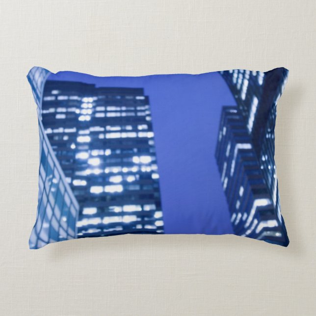 Defocused upward view of office building windows decorative cushion (Front)