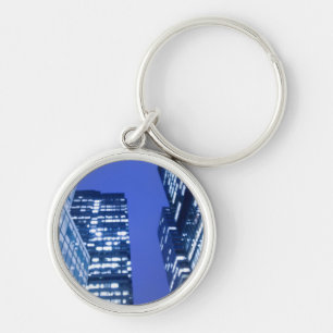 Defocused upward view of office building windows key ring