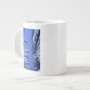 Defocused upward view of office building windows large coffee mug