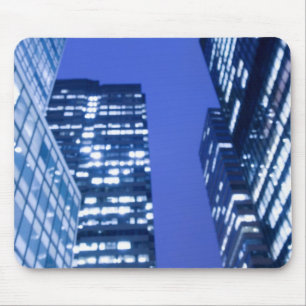 Defocused upward view of office building windows mouse mat