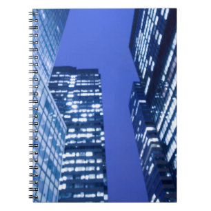 Defocused upward view of office building windows notebook