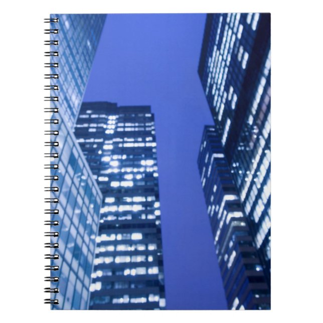 Defocused upward view of office building windows notebook (Front)