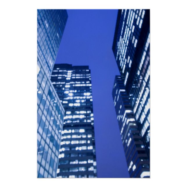 Defocused upward view of office building windows poster (Front)