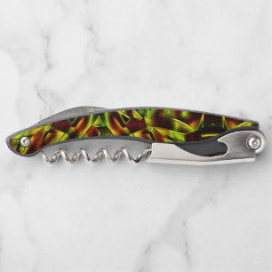 Deformed ties of burnt green ribbons corkscrew