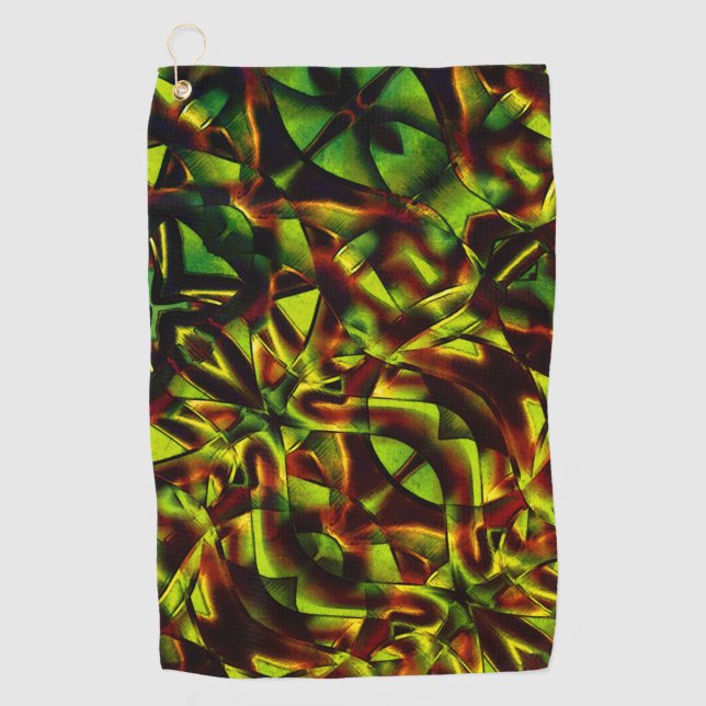 Deformed ties of burnt green ribbons golf towel (Front)