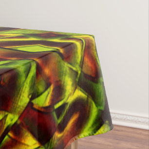 Deformed ties of burnt green ribbons tablecloth