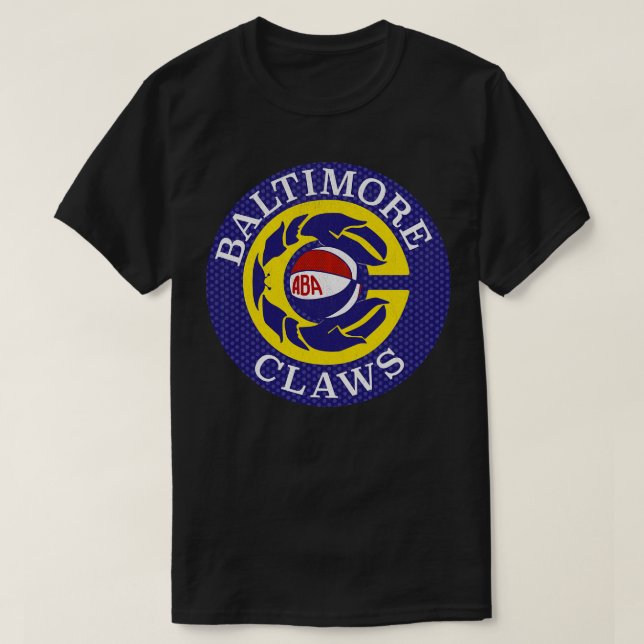 Defunct Baltimore Claws ABA Basketball 1976 T-Shirt (Design Front)